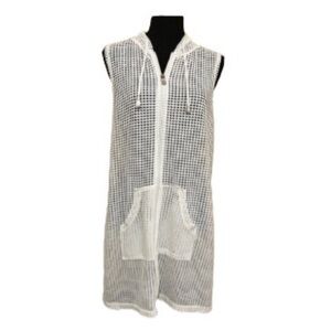 Kim Rogers Crochet Fisherman Hooded Swim Coverup Beach Resort Size M Coquette